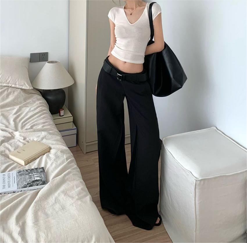 Black Hot Girl Low Waist Suit Pants For Women