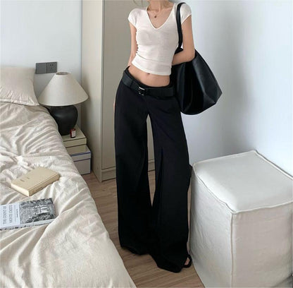 Black Hot Girl Low Waist Suit Pants For Women