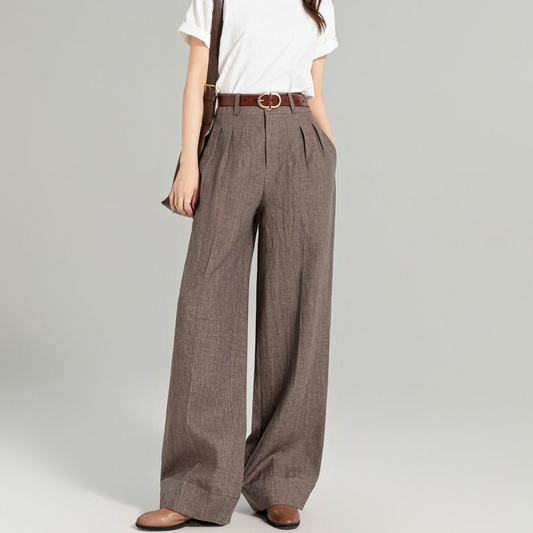 RenLepls Women’s Linen Wide-Leg Pants with Pockets