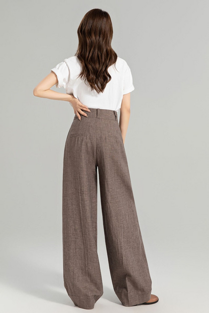 RenLepls Women’s Linen Wide-Leg Pants with Pockets