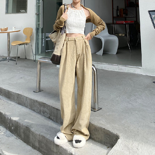 Chenille Corduroy Wide Leg Pants For Women