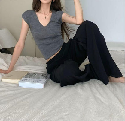 Black Hot Girl Low Waist Suit Pants For Women