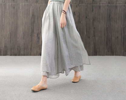 RenLepls Loose Linen Pants with Elastic Waist