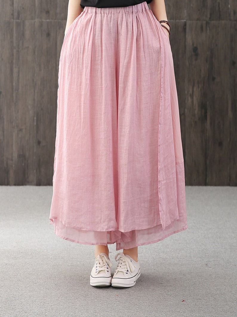 RenLepls Loose Linen Pants with Elastic Waist