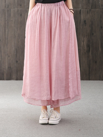 RenLepls Loose Linen Pants with Elastic Waist