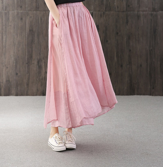 RenLepls Loose Linen Pants with Elastic Waist