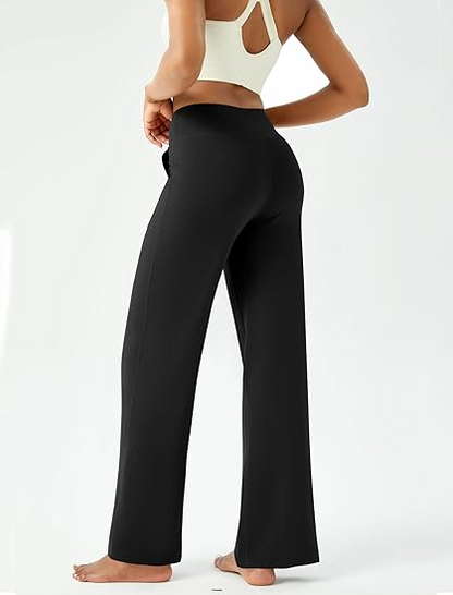 RenLepls Womens Wide Leg Yoga Pants Casual Work Dress Pants Lounge Sweatpants High Waist Comfy Loose Trousers with Pockets