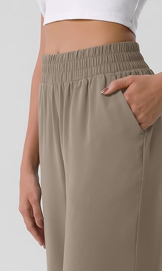 RenLepls Flowy Wide Leg Pants for Women Lightweight High Waist Pull-On Pants with Pockets- 27" / 29" /31" Inseam