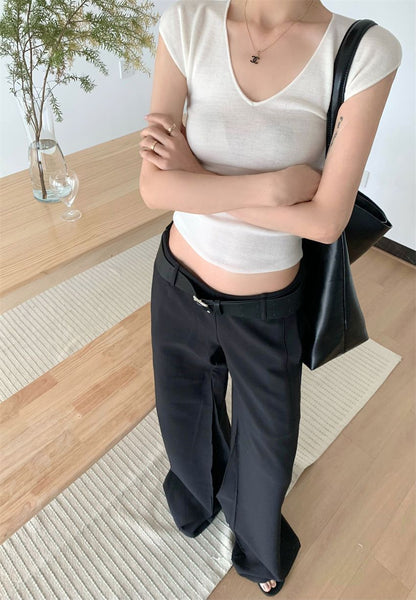 Black Hot Girl Low Waist Suit Pants For Women